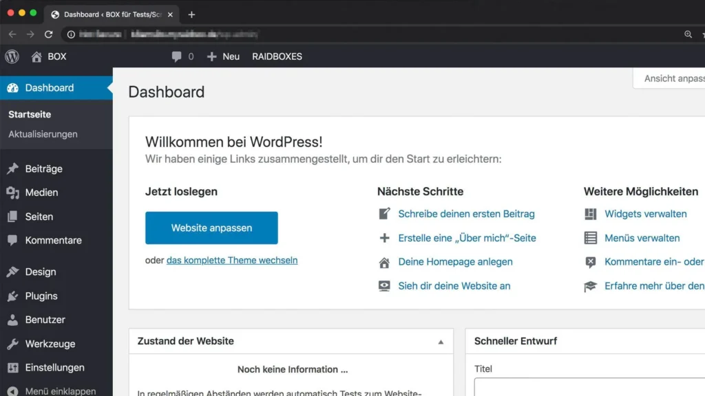 Wordpress Dashboard